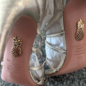 Brand New Gold Aquazzura Sandals